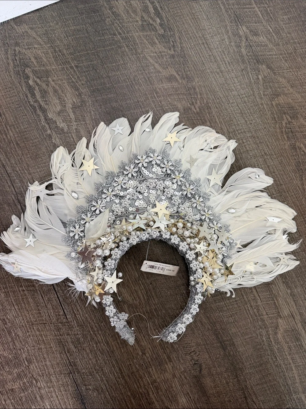 White Feather & Sequin Star Headband for Kids